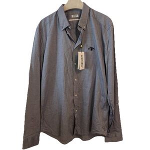 KENZO Shirt Long Sleeves Button Down Size 43 XL Slim Fit Neck 17 Eye Embroidered